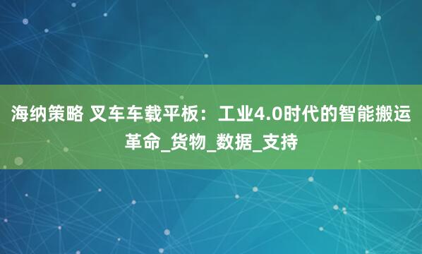 海纳策略 叉车车载平板：工业4.0时代的智能搬运革命_货物_数据_支持